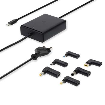 Nedis NBAU65110BK - Adaptér k notebooku| GaN | 65 W | 5 / 9 / 12 / 15 / 20 V DC | 2.4 / 3.0 / 3.25 A | Euro / Typ-C