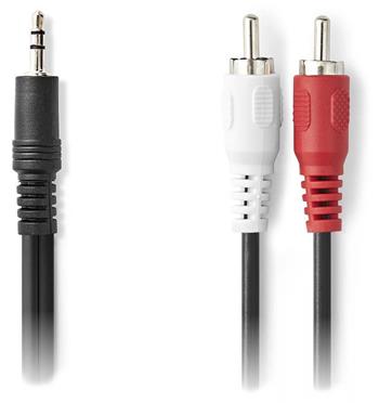 NEDIS redukční stereo audio kabel s jackem/ zástrčka 3,5 mm - 2x zástrčka RCA/ černý/ bulk/ 2m