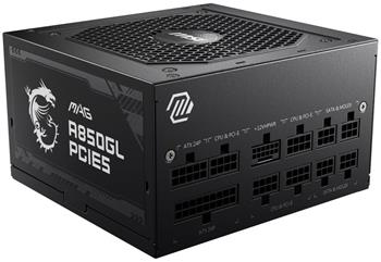 POŠKOZENÝ OBAL - MSI zdroj MAG A850GL PCIE5/ 850W/ ATX3.0/ akt. PFC/ 7 let celk. záruka/ 120mm fan/ modulární kabeláž/