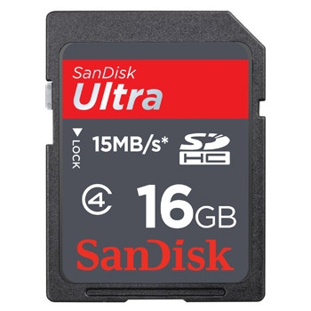 SanDisk 16 GB SDHC Ultra, 20MB/s, class 6