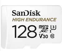 SanDisk MicroSDHC karta 128GB High Endurance (R:100/W:40 MB/s, Class 10, U3 V30) + adaptér