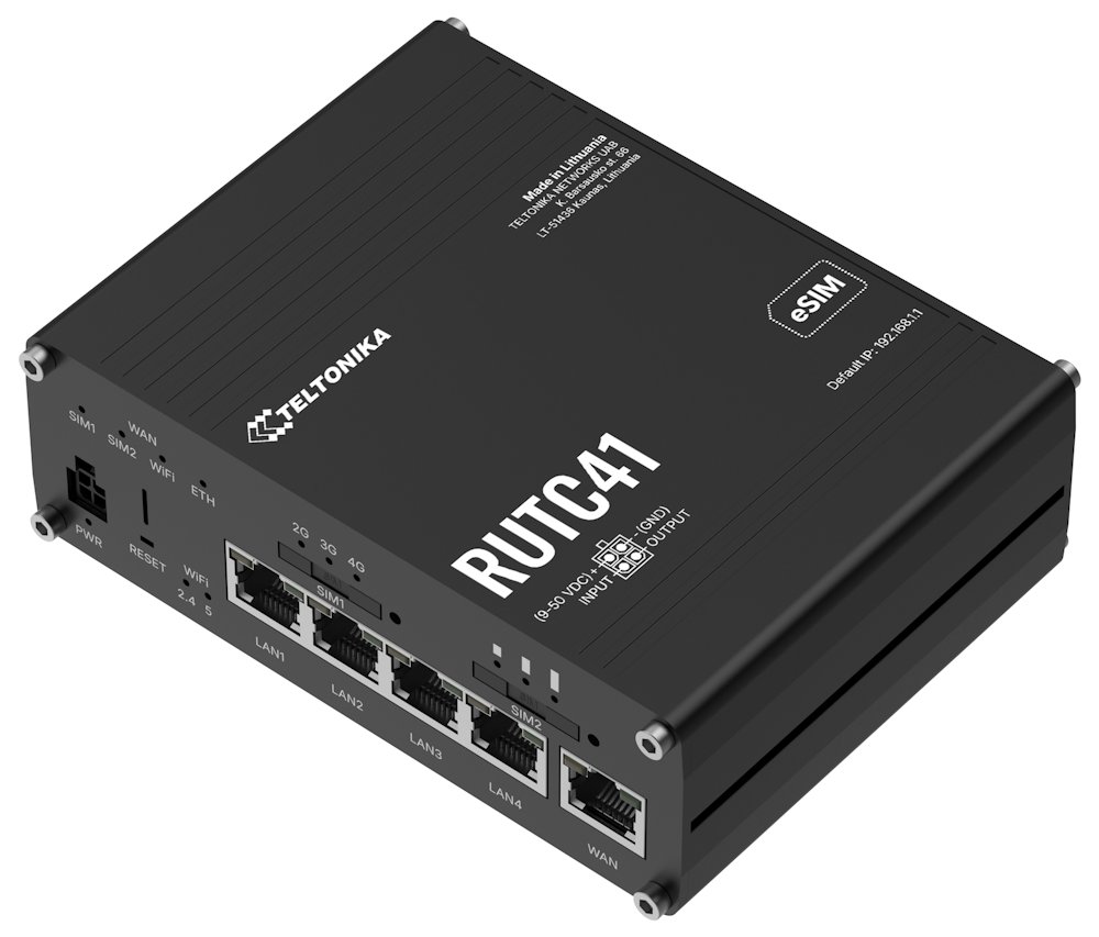 Teltonika RUTC41 průmyslový router 4x LAN, 1x WAN, 4G/LTE, Dual SIM + eSIM, WiFi 6