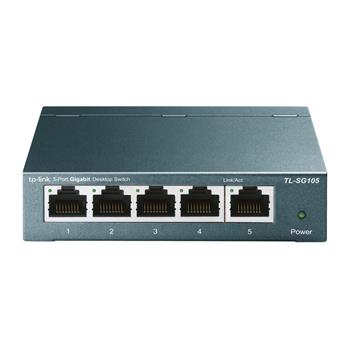 TP-Link TL-SG105, 5 port Gigabit mini Switch, 5x 10/100/1000M RJ45 ports, supports IGMP, steel case