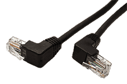UTP patchkabel kat. 5e, lomené konektory (90°), černý, 0,25m