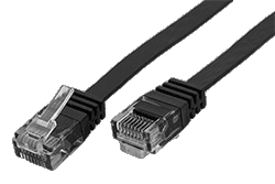 UTP patchkabel kat. 6, plochý, černý, 10m