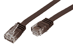 UTP patchkabel kat. 6, plochý, hnědý, 2m