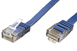 UTP patchkabel kat. 6, plochý, modrý, 1m