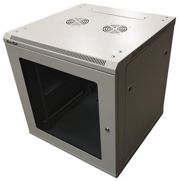 XtendLan 12U/600x600, na zeď, jednodílný, rozložený, skleněné dveře, šedý