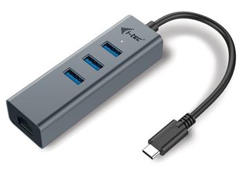 POUŽITÉ - i-tec USB HUB METAL/ 3 porty/ USB 3.0/ USB 3.1 Type C na Gigabit Ethernet adaptér (RJ45)