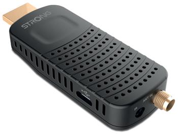 STRONG DVB-T/T2 tuner HDMI stick SRT 84/ Full HD/ H.265/HEVC/ externí anténa/ EPG/ PVR/ HDMI/ USB/ micro USB/ IR/ černý