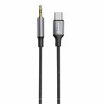 SWISSTEN AUDIO ADAPTÉR TEXTILE USB-C (samec) / 3,5 mm JACK (samec) 1,5M ČERNÝ (nahrazuje 73501303)