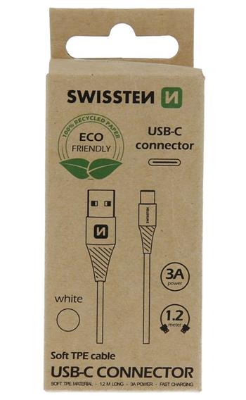 SWISSTEN DATOVÝ KABELUSB/USB-C BÍLÝ 1,2M (ECO BALENÍ)