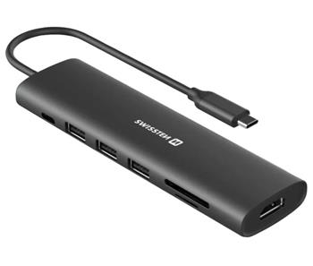 SWISSTEN USB-C HUB 7-IN-1 (USB-C 100W, HDMI 4K, 1x USB-A 3.0, 2x USB-A 2.0, SD, MICRO SD) ALUMINIUM