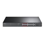 TP-Link TL-SL1218MP, 16-Port 10/100Mbps PoE+ Switch, 16 10/100Mbps RJ45 Ports, 2 Gigabit RJ45 Ports, 2 Combo SFP Slots, 