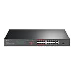 TP-Link TL-SL1218P, 16portový 10/100 Mb/s + 2portový gigabitový switch do racku s 16 porty PoE+