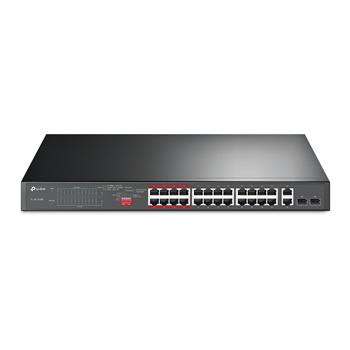 TP-Link TL-SL1226P, 24portový 10/100 Mb/s + 2portový gigabitový switch do racku s 24 porty PoE+