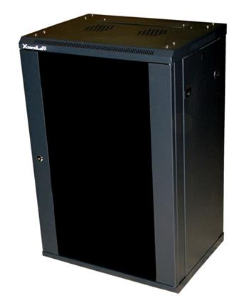 XtendLan 22U/600x450, na zeď, jednodílný, skleněné dveře černý